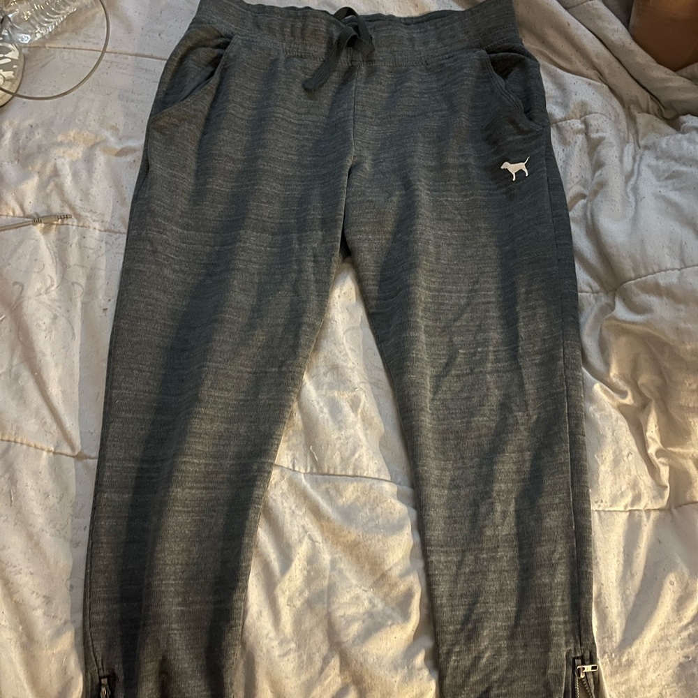 Pink Victoria Secret sweats, zipper on cuffs